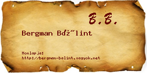 Bergman Bálint névjegykártya